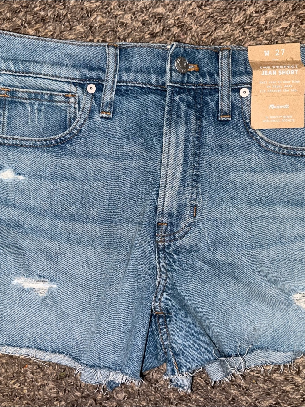 Madewell Light Blue Distressed Denim Cutoff Shorts